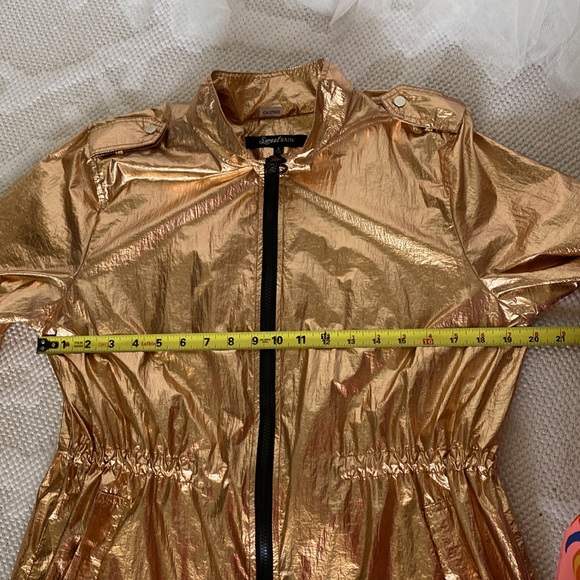 Sweet Rain brand! Metallic Gold/hint of rose Raincoat Size L - Picture 15 of 17